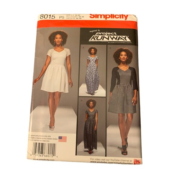 Simplicity Project Runway Dress Pattern 8015 Size 12-20 uncut - Picture 1 of 3